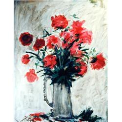 J.K. HANSEGGER 371 O/B ROSES IN PITCHER 30"X40"