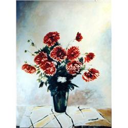 J.K. HANSEGGER 378 FLOWERS IN VASE O/B 30"X40"