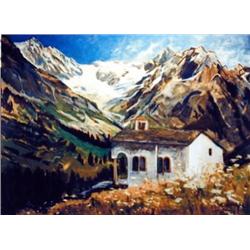 J.K. HANSEGGER 868 O/B SWISS ALPS SCENE 40"X30"