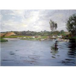 J.K. HANSEGGER 873 LAKESHORE WITH BOATS & COTTAGES