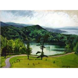 J.K. HANSEGGER 658 O/B MOUNTAIN LAKES SCENE