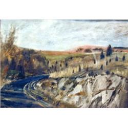 J. K. HANSEGGER 682 OIL ON PANEL LANDSCAPE WITH BE