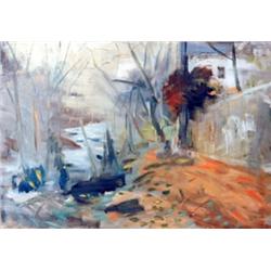 J. K. HANSEGGER 888 OIL ON BOARD BROOK BY HAVERSTR