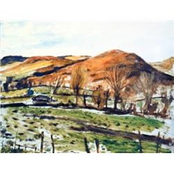 J. K. HANSEGGER 797 OIL ON BOARD JOYFUL LANDSCAPE