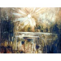 J. K. HANSEGGER 755 OIL ON BOARD "SUNSET AT CHAPPA