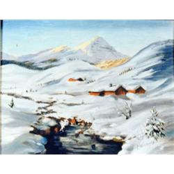 J. K. HANSEGGER 853 OIL ON BOARD "KLEINE SCHESLEGG