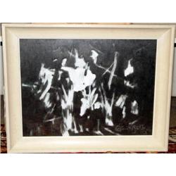 J. K. HANSEGGER 1060A OIL ON PANEL BLACK AND WHITE