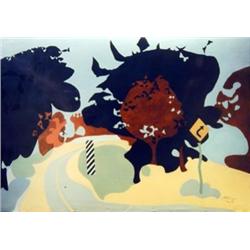 J K HANSEGGER 1132 OIL ON CANVAS ROAD INTO THE ABS