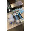 Image 1 : LOT OF NEW ITEMS: PORTABLE WATER TANK, WATER FILTER, FLOOD LIGHTS AND SHAVER