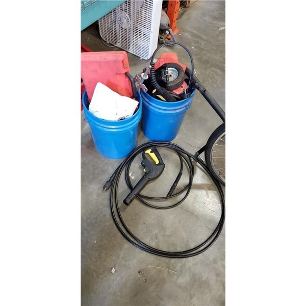 2 BUCKETS OF PRESSURE WASHER PARTS