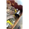 Image 14 : 2 BOXES OF 1/4IN, 5/16IN, 3/8IN NUTS AND BOLTS WITH HAND TOOLS AND MORE