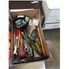 Image 8 : 2 BOXES OF 1/2IN NUTS, BOLTS, CHAIN HOOKS, HAND TOOLS AND MORE