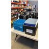 Image 1 : STORAGE TOTES AND BLUE RESTAURANT TRAYS