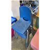 Image 3 : 9 STACKING KIDS CHAIRS 4 RED 5 BLUE WITH PUPPET SHOW STAGE