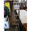 Image 1 : 5FT WOODEN A FRAME LADDER STEPSTOOL AND 2 WHEEL DOLLY