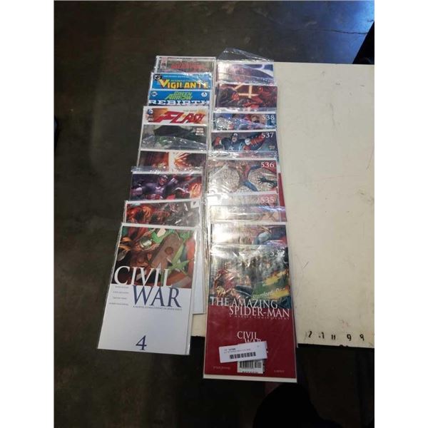 LOT OF SUPER HERO CIVIL WAR, FANTASTIC FOUR AND OTHER COMICS SOME BAGGED AND BACKED