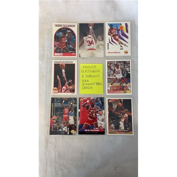 HAKEEM OLAJUWON - 8 DIFFERENT NBA BASKETBALL CARDS