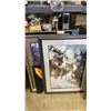 Image 1 : LARGE FRAMED WOLF PRINT AND 2 OTHER PRINTS