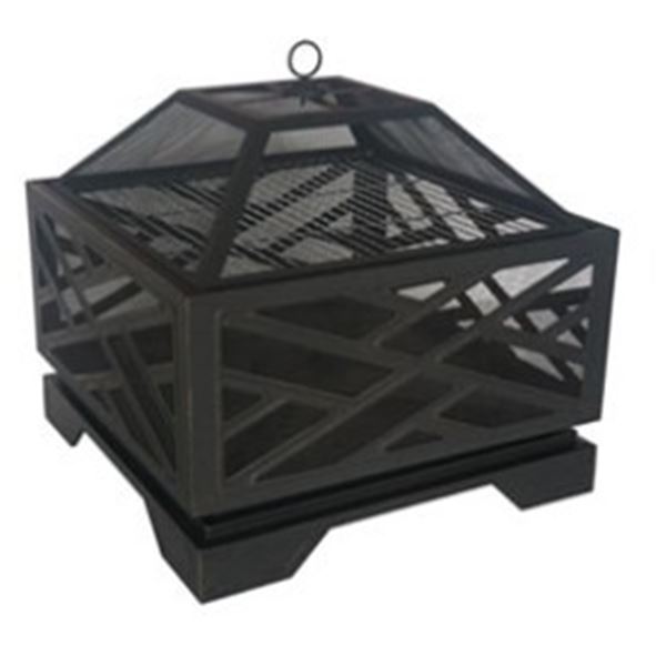 AS NEW LAKEVIEW 26" STEEL WOOD BURNING FIRE PIT SQUARE - RETAIL $199