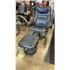 Image 1 : BLACK LEATHER CHAIR AND FOOTSTOOL