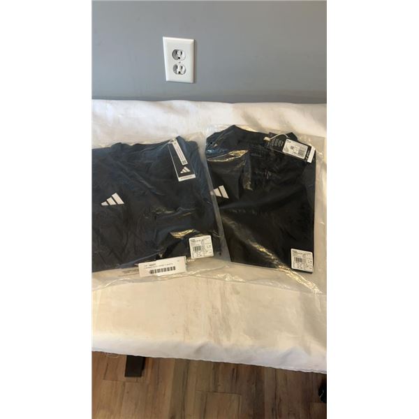 2 ADIDAS YOUTH JERSEY T-SHIRTS - SIZE LARGE