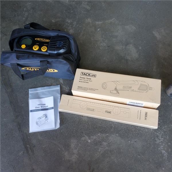 NEW AUTLEAD DC TIRE INFLATOR WITH MINI HOT AIR GUN AND MAGNECTIC RULER