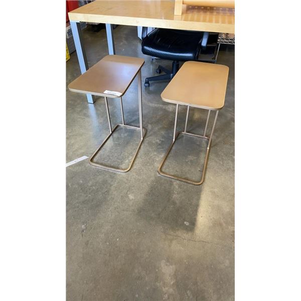 PAIR OF METAL SLIDE UNDER SIDE TABLES