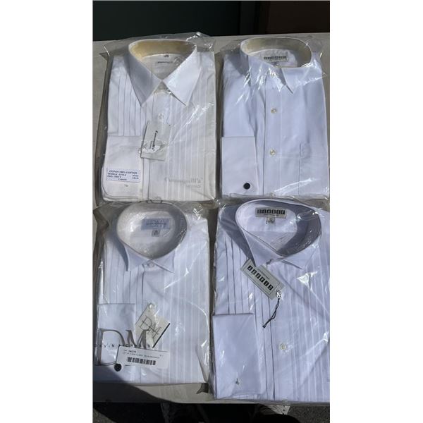 LOT OF 4 NEW CLASSY, DEVIN MICHEALS AND FUMAGALLIS FORMAL WEAR SHIRTS SIZE 15 32-37