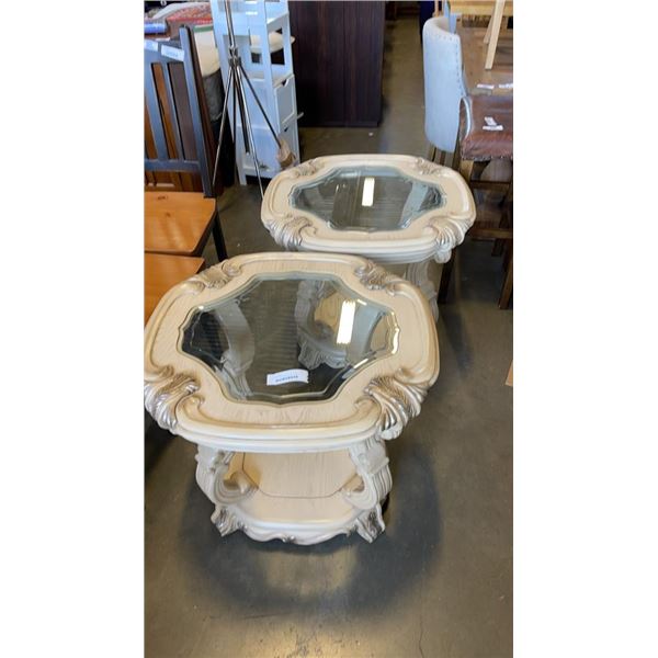 PAIR OF NEW MICHEAL AMINI LAVELLE CLASSIC PEARL SIDE TABLES MSRP $800