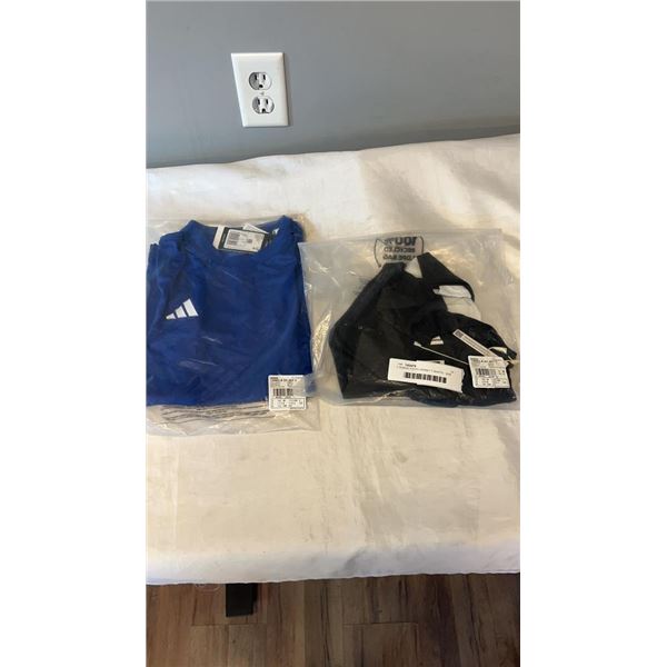 2 ADIDAS YOUTH JERSEY T-SHIRTS - SIZE MEDIUM AND LARGE