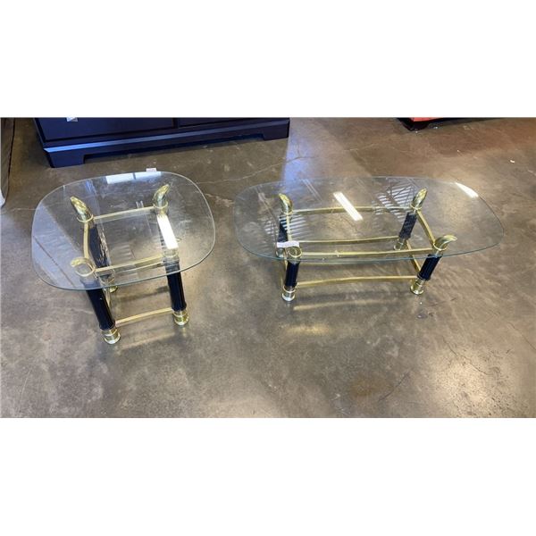 GLASSTOP COFFEE TABLE AND SIDE TABLE