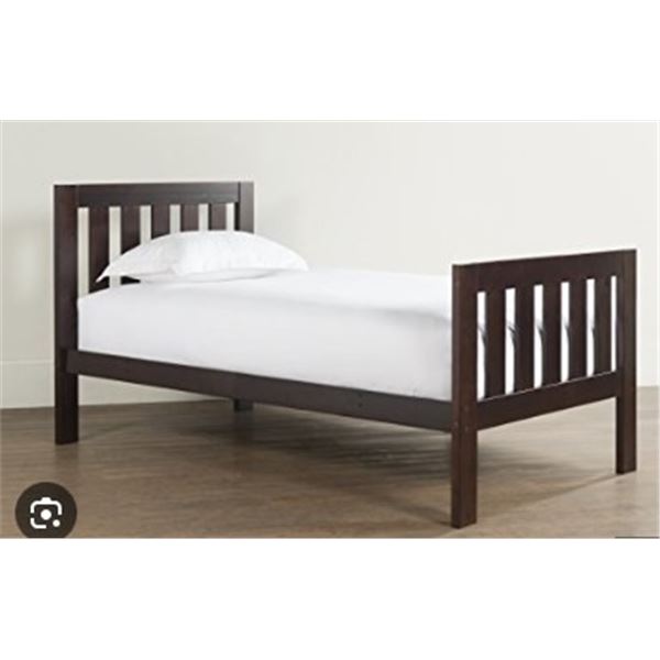 AS NEW CANWOOD LAKECREST ESPRESSO DOUBLE BED BOX - RETAIL $230