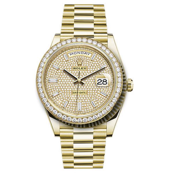 Rolex Day Date YG 40MM with Diamond Bezel Model # 228348RBR