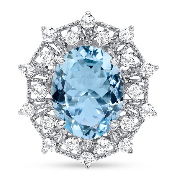 6.24ct Oval Aquamarine & Diamond Ring