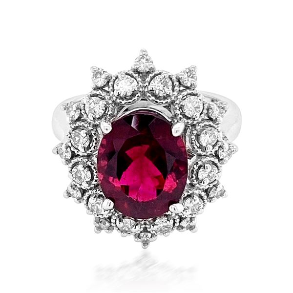 3.5ct Natural Pink Tourmaline 14K White Gold 6.7gm Ring