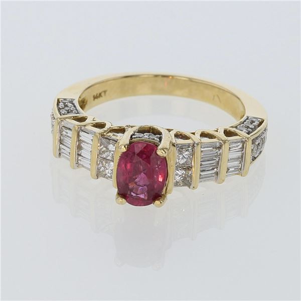 1.00ct Natural Burma Ruby 14K Yellow Gold Ring