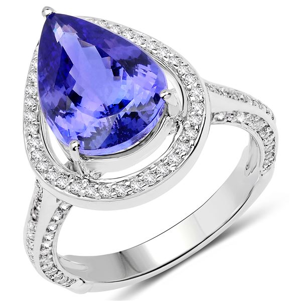 5.1ct Tanzanite 14K White Gold Ring