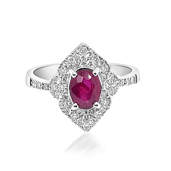 1.16ct Natural Ruby  14K White Gold Ring