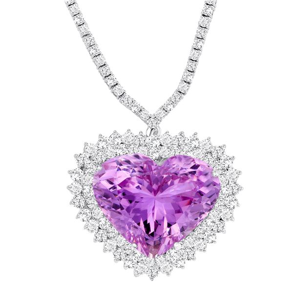 43.93ct Heart Kunzite & diamond Necklace