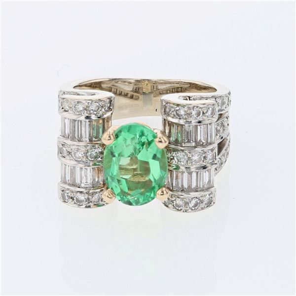 2ct Natural Emerald 14K White Gold Ring