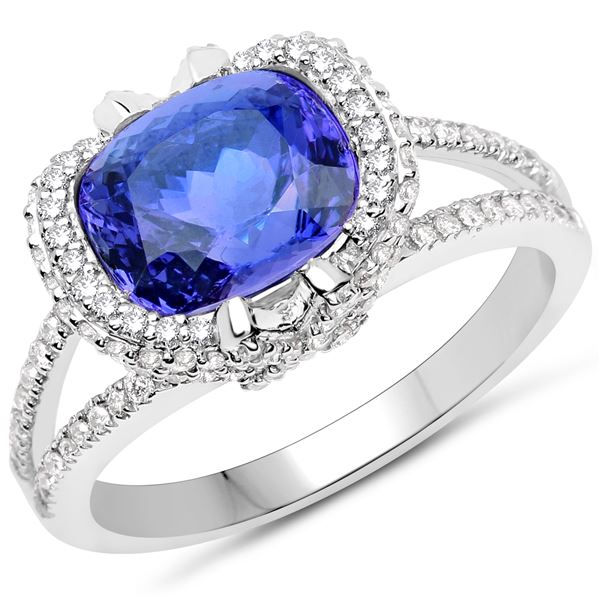 3.44ct Tanzanite 14K White Gold Ring