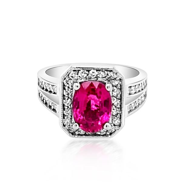 6.67ct Natural Pink Tourmaline 14K White Gold Ring