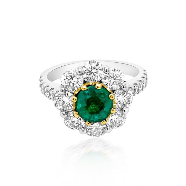 1.19ct Natural Emerald 14K White / Yellow Gold 5.6gm Ring