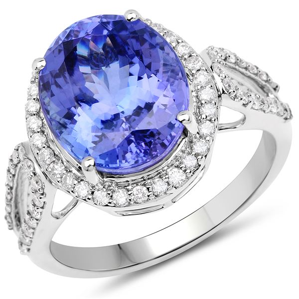 5.98ct Tanzanite 14K White Gold Ring