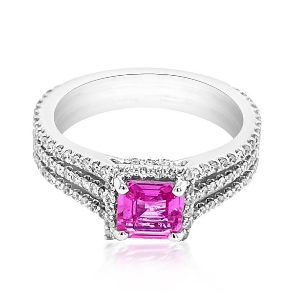 0.96ct Natural PINK SAPPHIRE 14K White Gold 4.22gm Ring