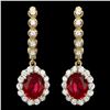 Image 1 : 14k Gold 5.3ct Ruby 1.40ct Diamond Earrings