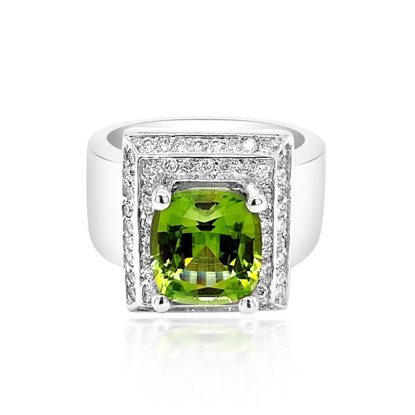 3.80CT NATURAL BURMA PERIDOT 14K W/G RING