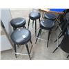 Image 1 : 5-Black Padded Swivel Bar Stools - 5 X $