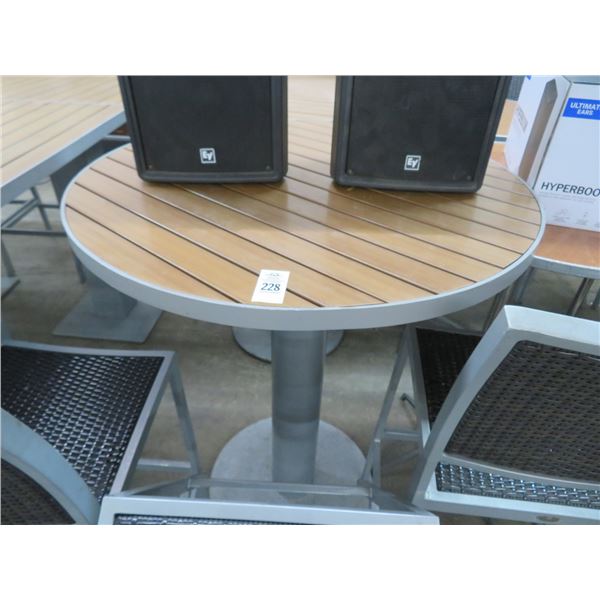 Round Slat Plank Style Patio Hightop Tables - 2