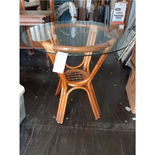 Rattan Glass Top Table Cat C